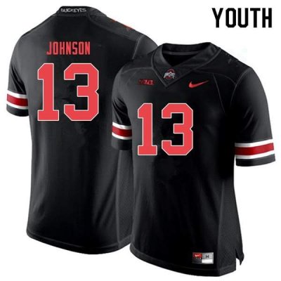 NCAA Ohio State Buckeyes Youth #13 Tyreke Johnson Black Out Nike Football College Jersey FIK1045EZ